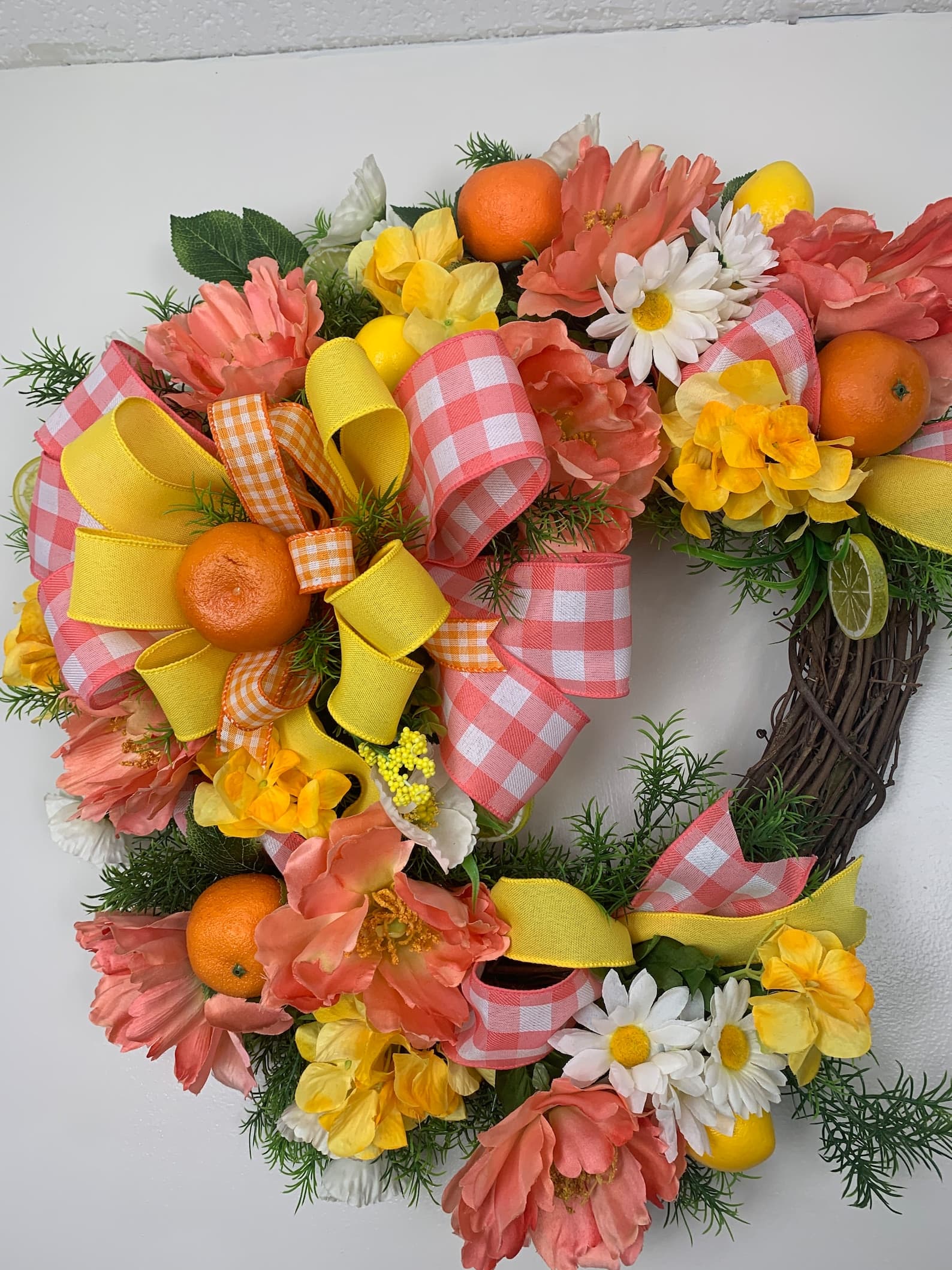 Summer Fruit Wreath for Front Door, Orange and Lemon Grapevine Wreath ...