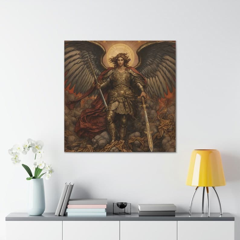 Archangel Saint Michael Canvas Print Archangel Religious - Etsy