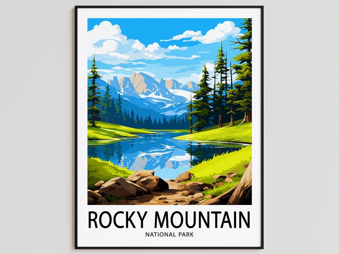 Rocky Mountain Travel Poster Rocky Mountain Print National Park Art ...