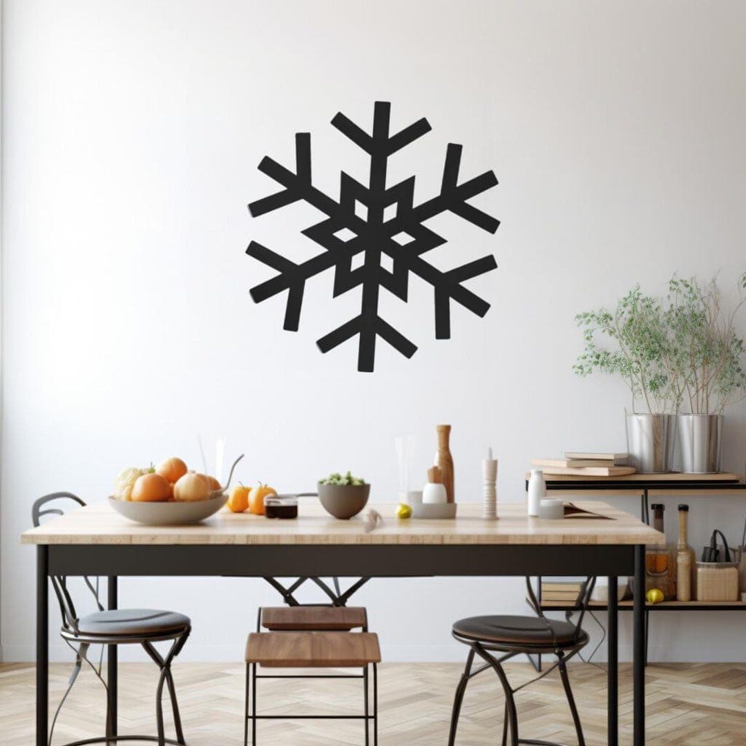 Geometric Snowflake Metal Wall Art for Winter Decor, Modern Minimalist ...