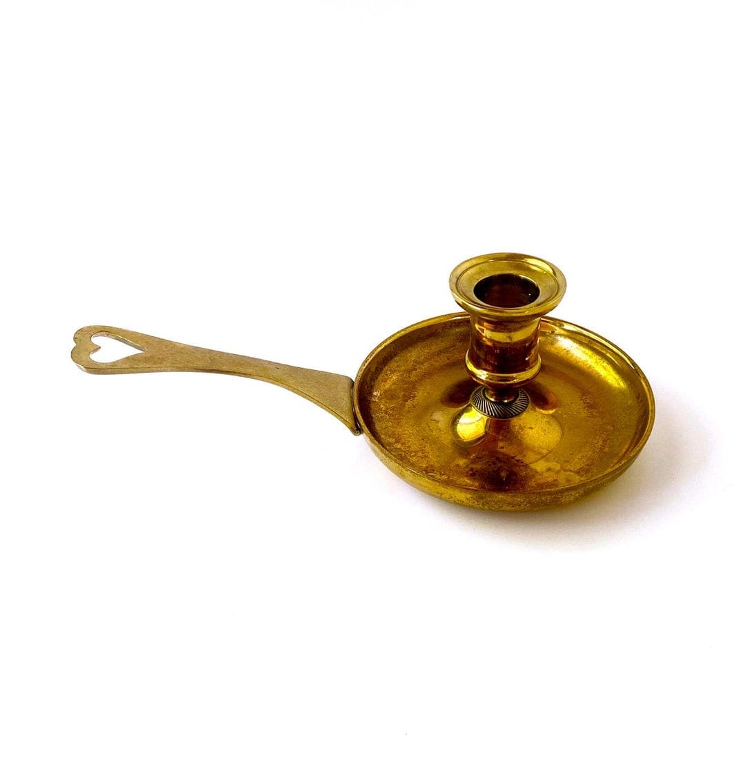 Vintage Brass Chamberstick With Heart Cutout Handle by Virginia ...