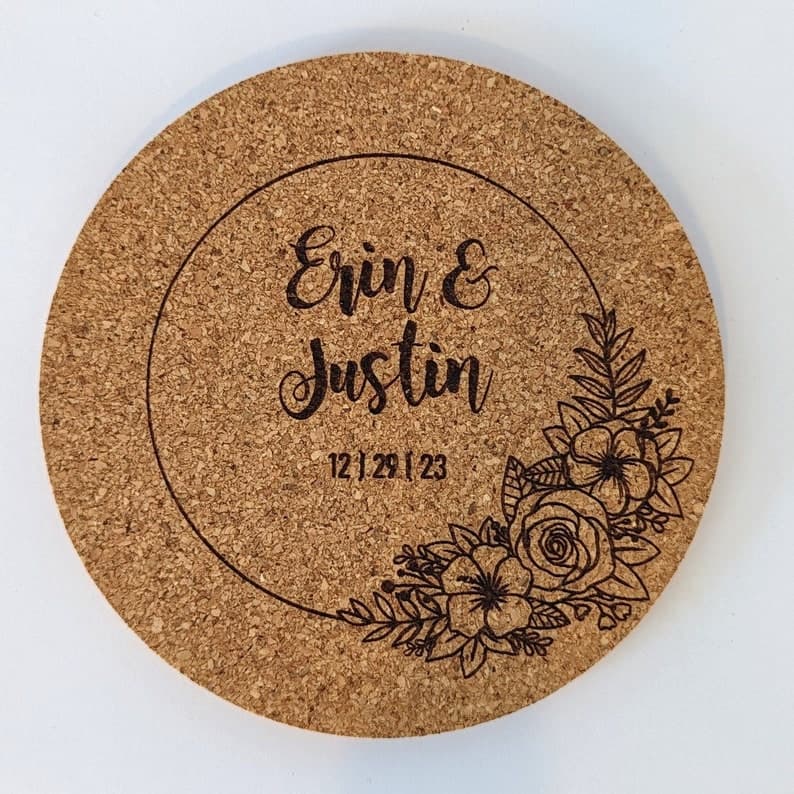 Custom Engraved Cork Coasters SET OF 5 - Etsy