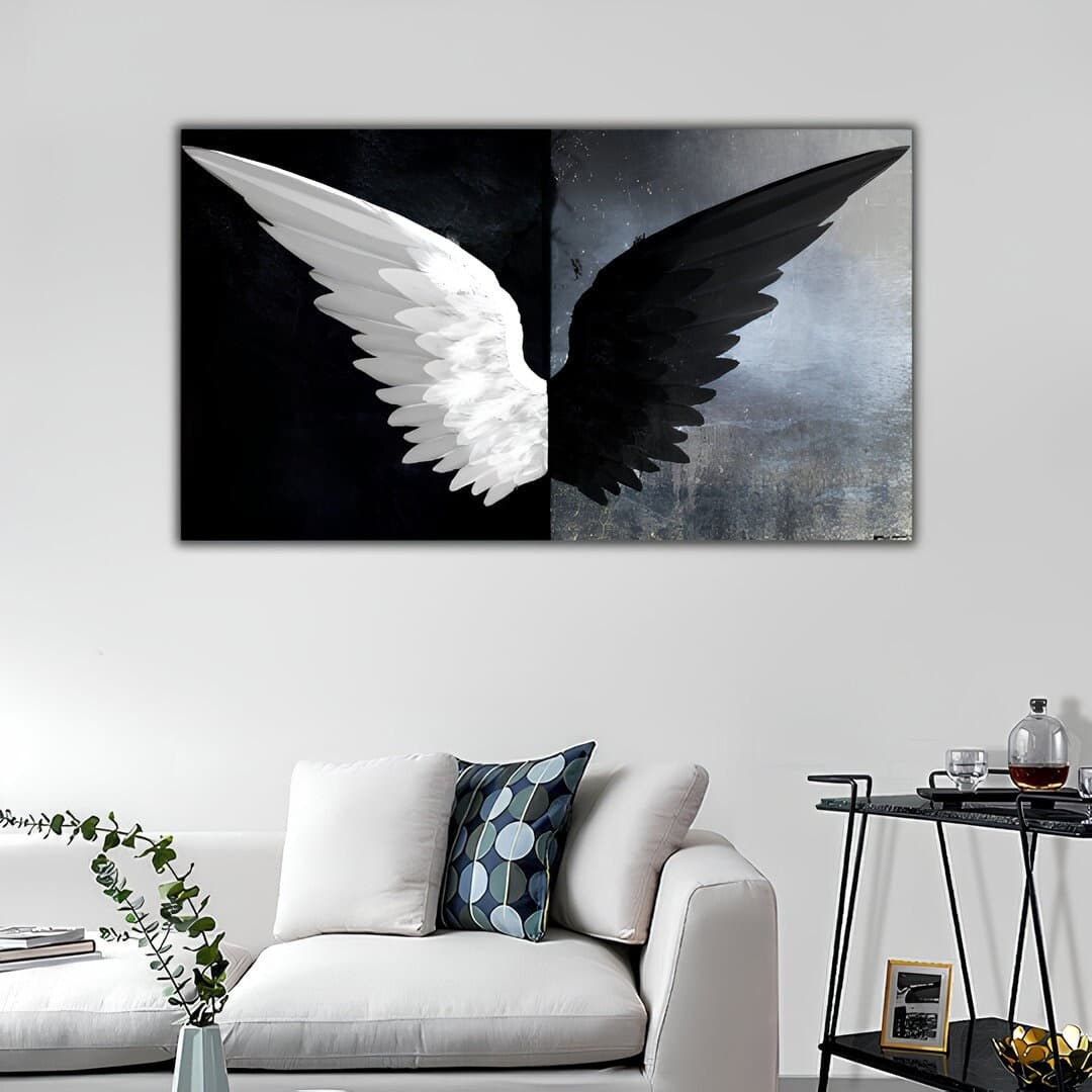 Black and White Angel Wings Canvas Print, Black and White Angel Wings ...