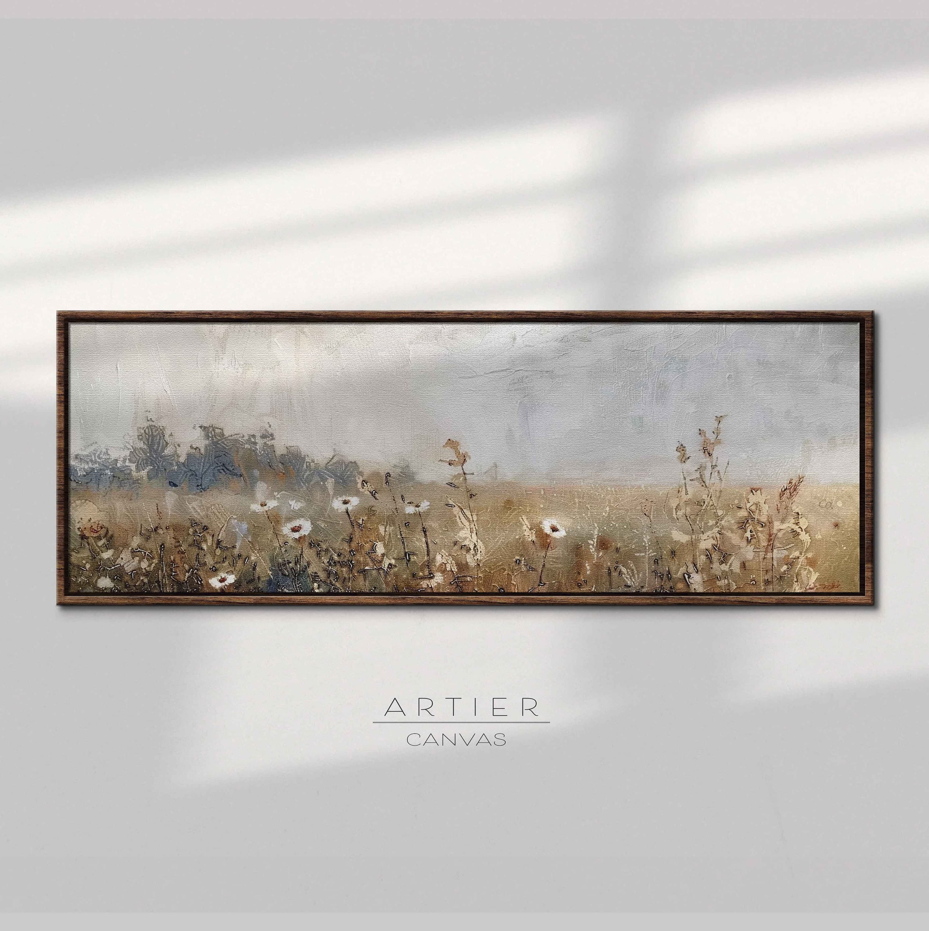 Spring Meadow Landscape Canvas Print, Wildflowers Field Framed Canvas ...
