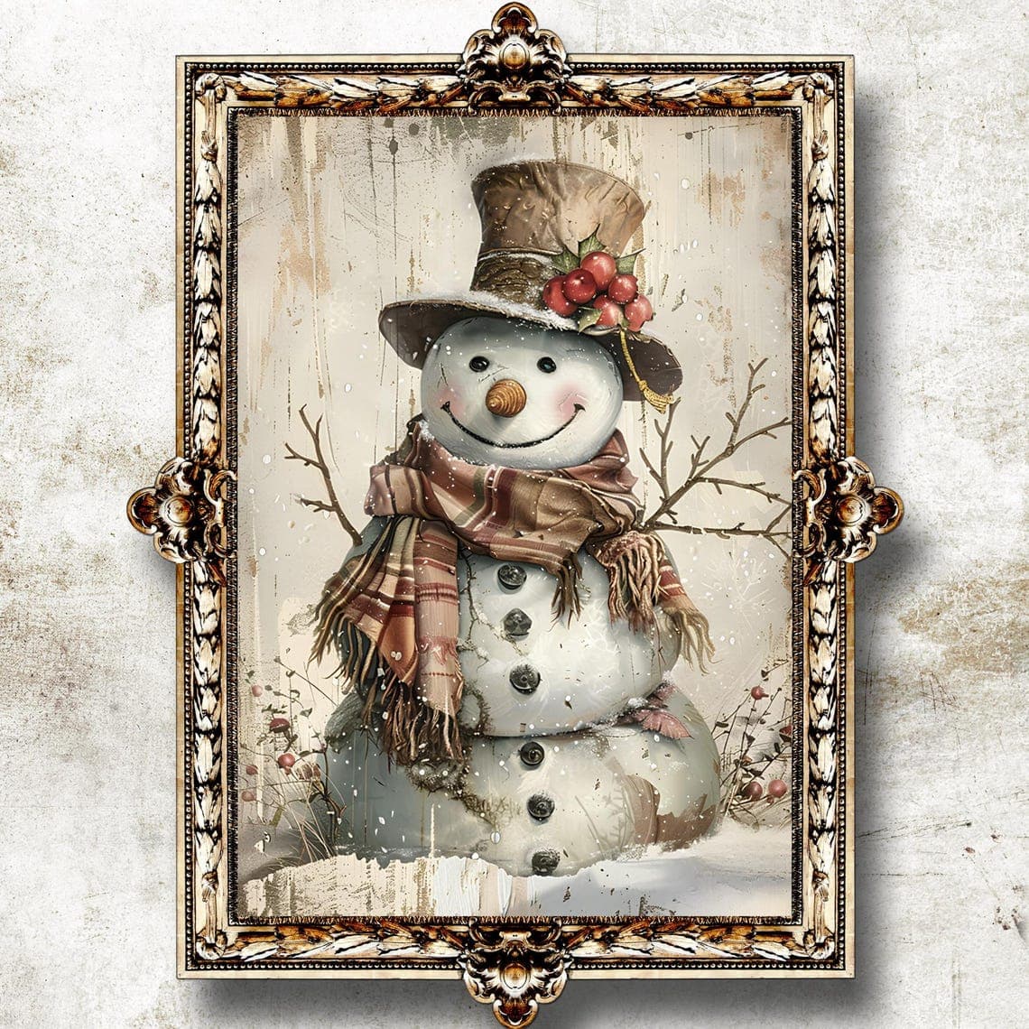 Vintage Snowman Print | Snowman Printable Wall Art | Winter Printable ...