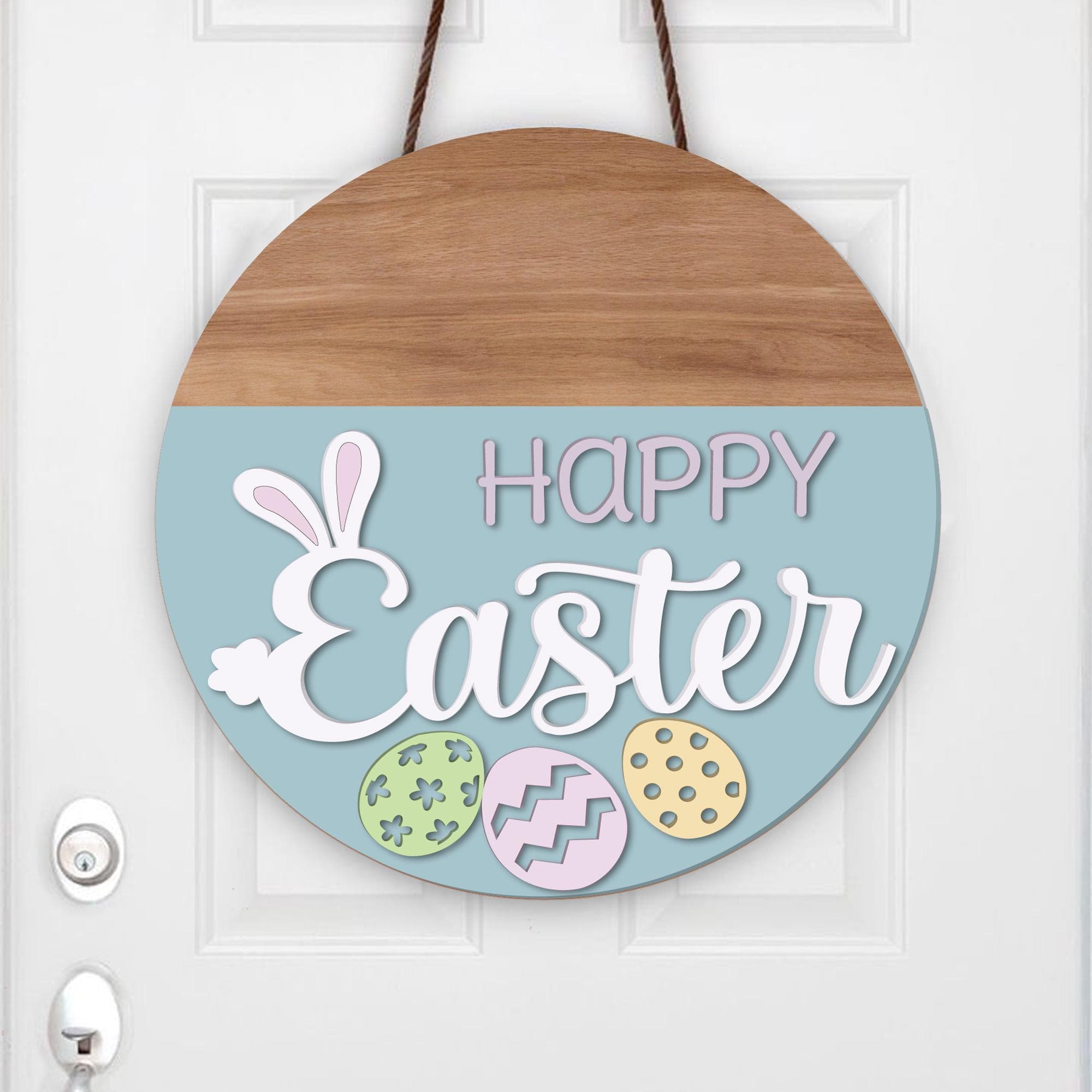 Happy Easter Wood Sign, Door Wooden Sign, Door Decoration, Easter Decor ...