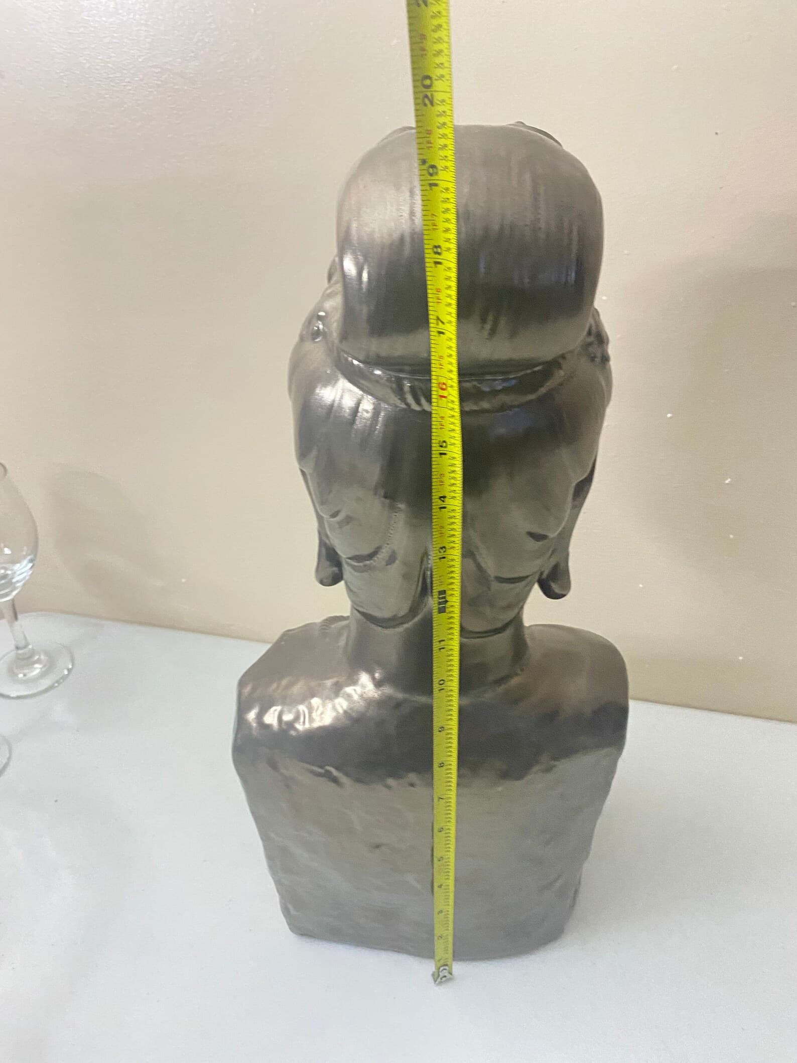 Large Pewter Gray Ceramic Buddha Bust Statue 19.5x9x6 In - Etsy