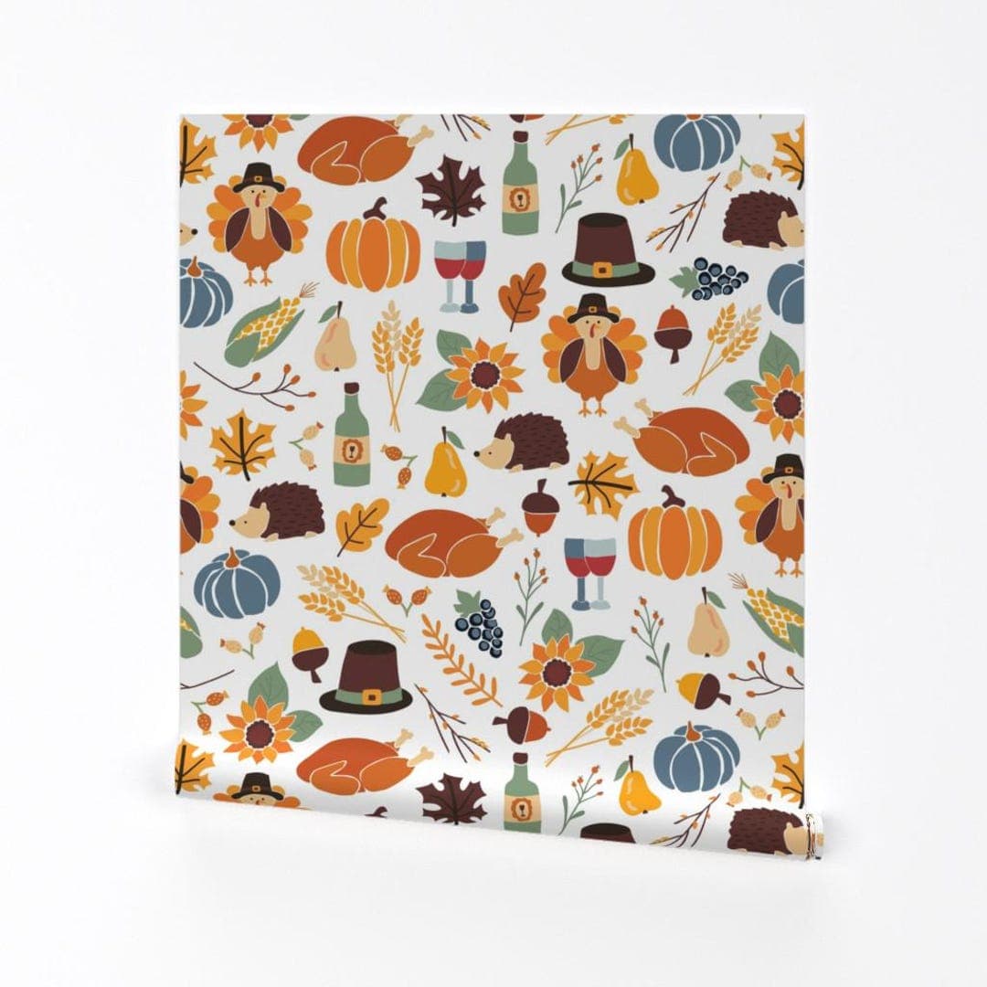 Thanksgiving Motifs Removable Peel and Stick Wallpaper - Autumn ...