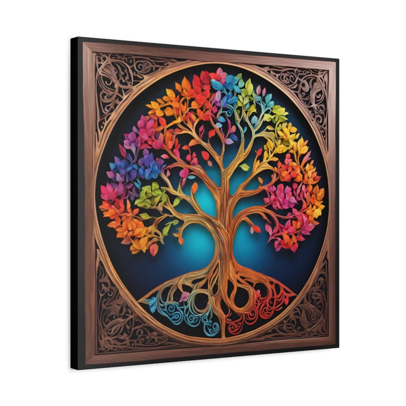 Colorful Celtic Tree of Life Canvas Wall Art, Yggdrasil Painting ...