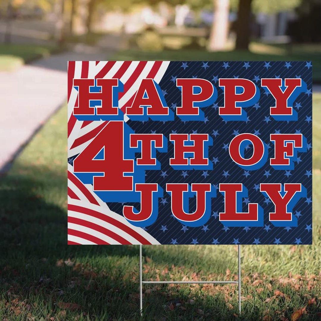 Happy 4th of July Stars and Stripes Yard Sign With Metal Stake - Etsy