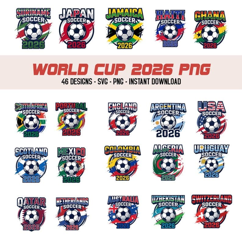 World Cup 2026 Countries PNG Bundle, International Soccer Country ...