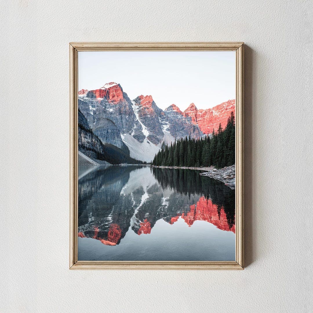 Moraine Lake Sunrise Print, Banff Mountain Reflection, Fine Art Poster ...