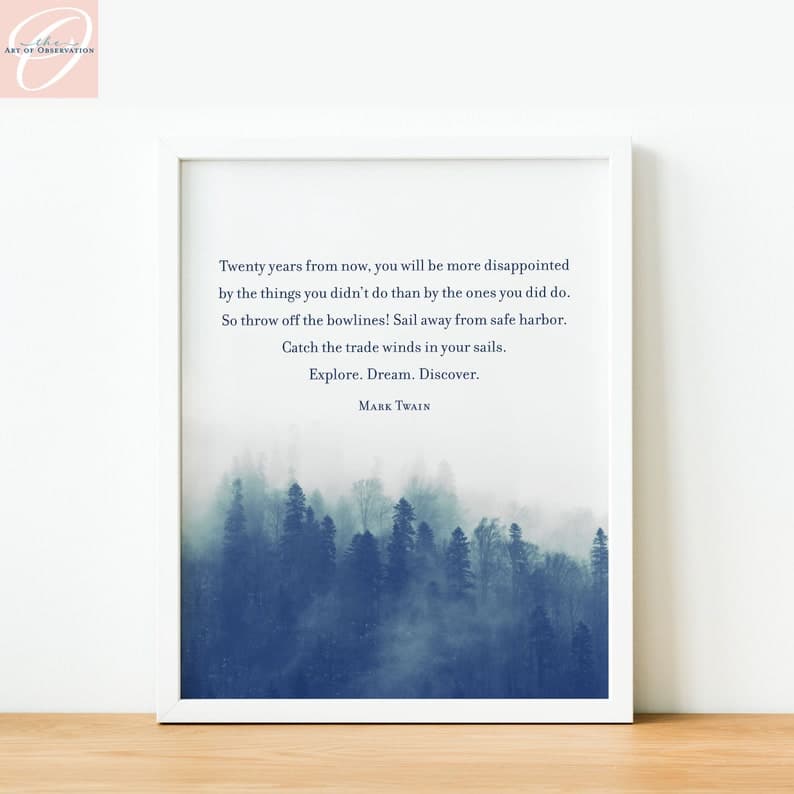 Explore Dream Discover Quote Print Framed Travel Decor Indigo - Etsy