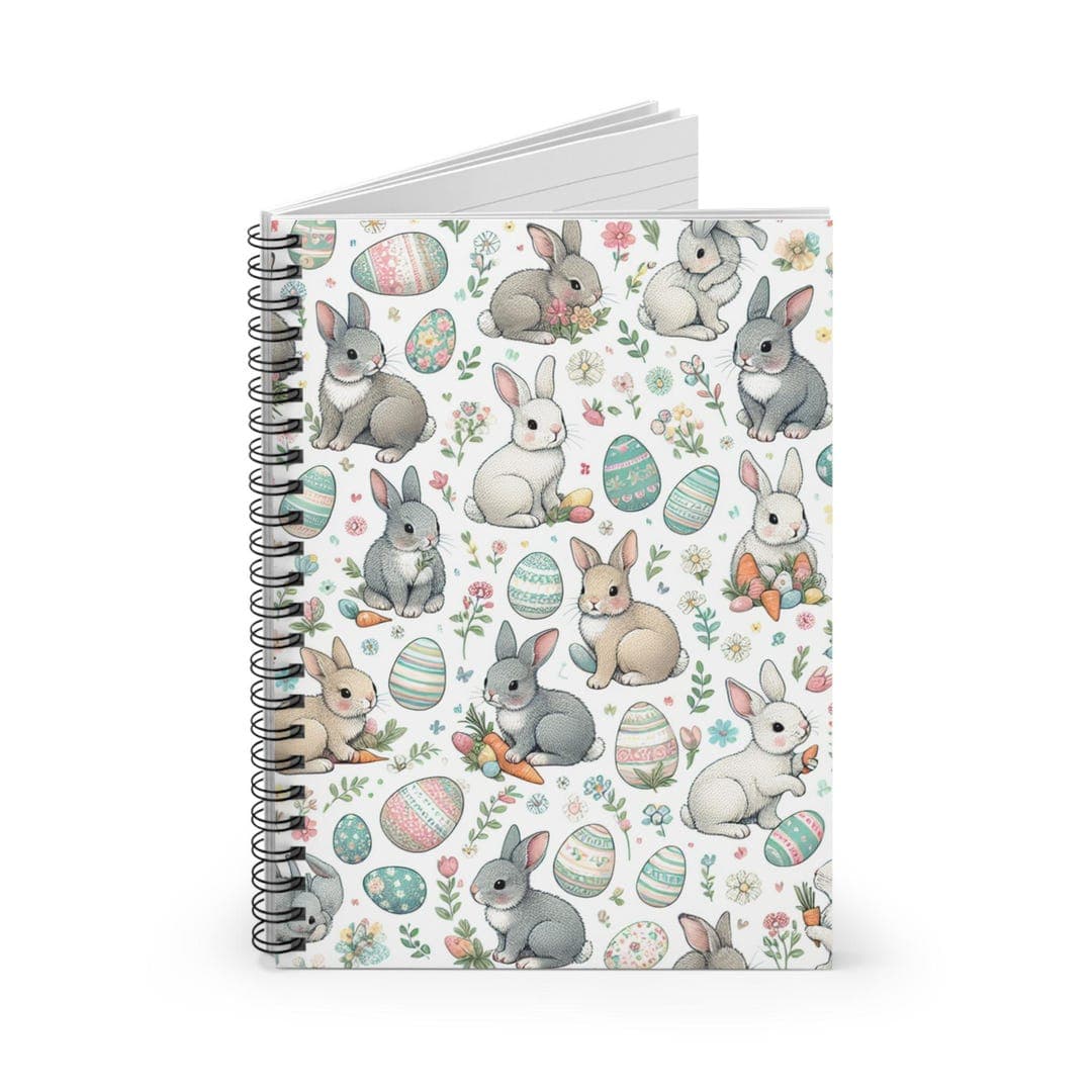 Cute Bunny Spiral Notebook - Easter Decor, Spring Journaling, Cute Gift ...