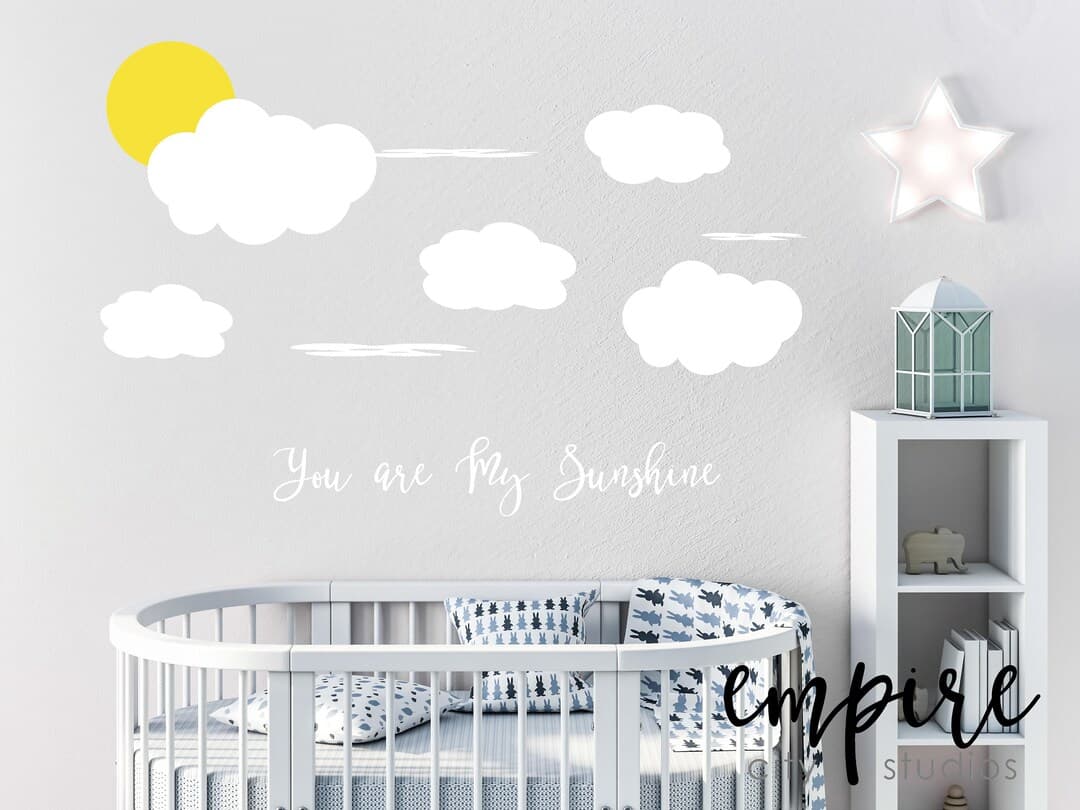 You Are My Sunshine Wall Decal-clouds Wall Decals-clouds and Sun Decal ...