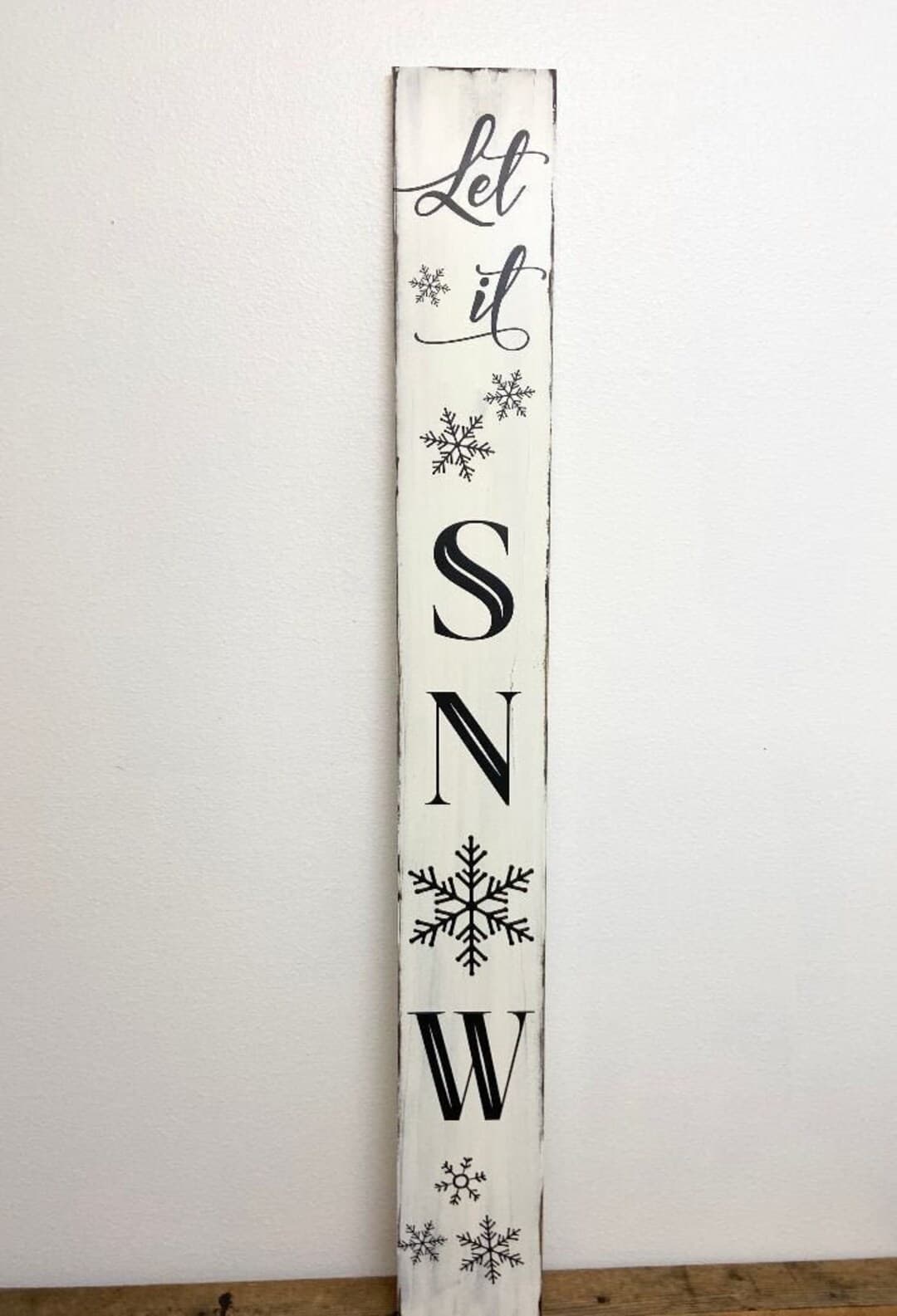 Let It Snow Porch Sign With Snowflakes Farmhouse Style Wood Sign Porch ...