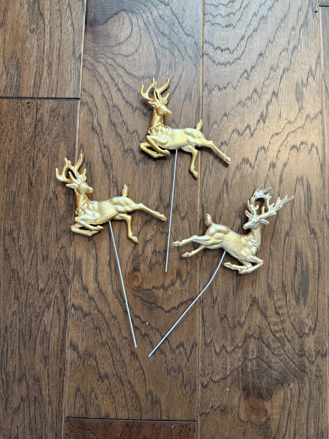 Vintage Gold Reindeer Floral Picks Deer Holiday Flower Centerpiece ...