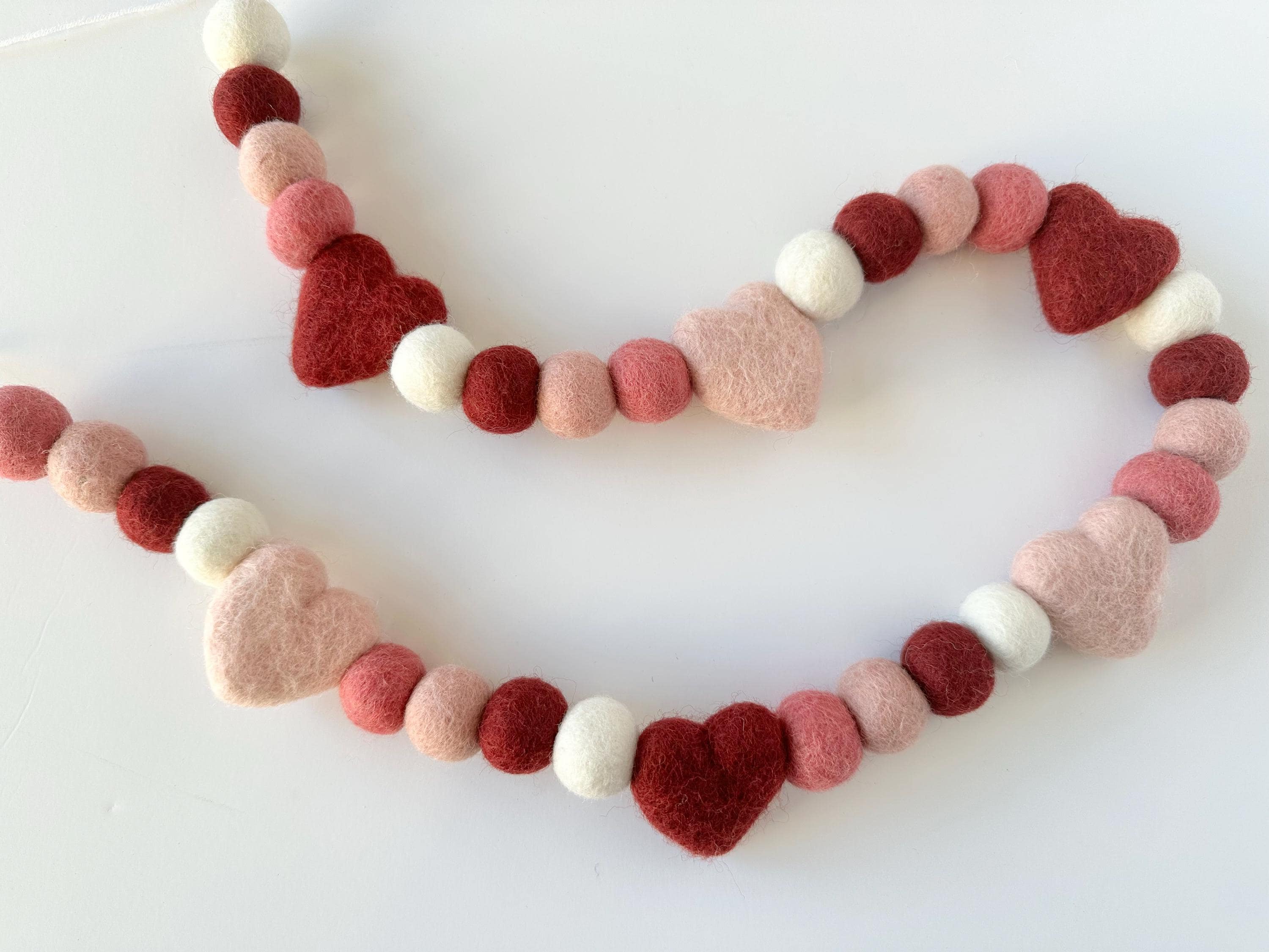 Customizable Wool Heart Garland - Custom Felt Ball Valentines Day ...