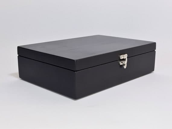 Black Box / Black Wooden Keepsake Box / Wooden Jewelry Box ...