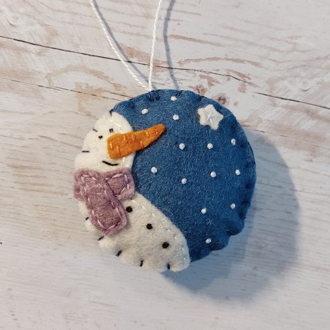 Snowmen Felt Ornament SET OF 6 Blue and White Home Decoration - Etsy