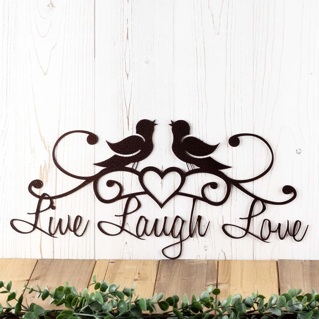 Live Laugh Love Metal Wall Art, Birds, Wall Decor, Rustic Decor, Lake ...