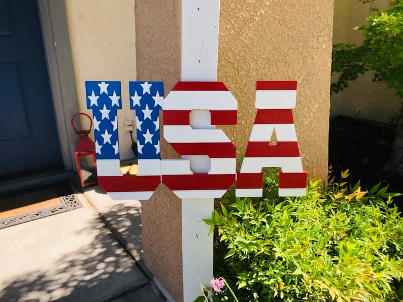 USA Letters, Patriotic Engraved Wood Outdoor Yard Art - Etsy