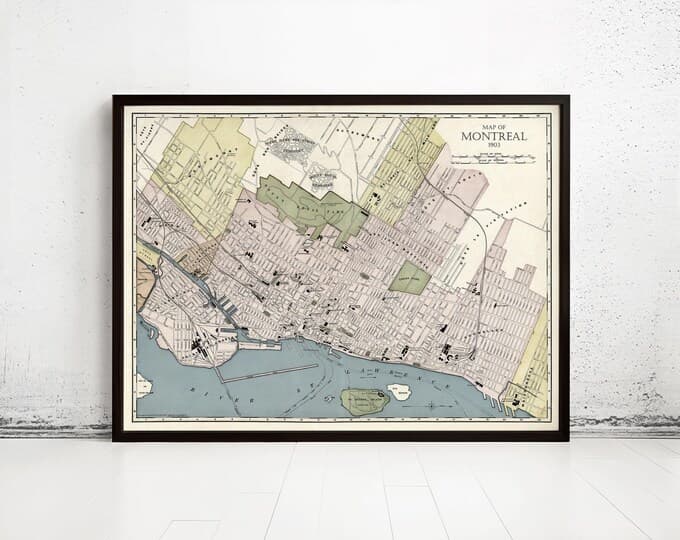 1758 Map of Montreal, Antique Map of Montreal, Old Historical Map of ...