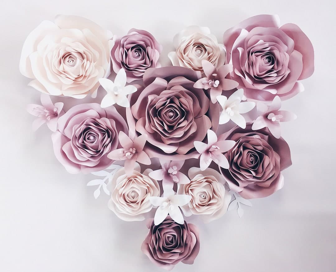 3D PAPER FLOWERS WALL Decor, Roses Wall Art, Floral Nursery Decor, Rose ...
