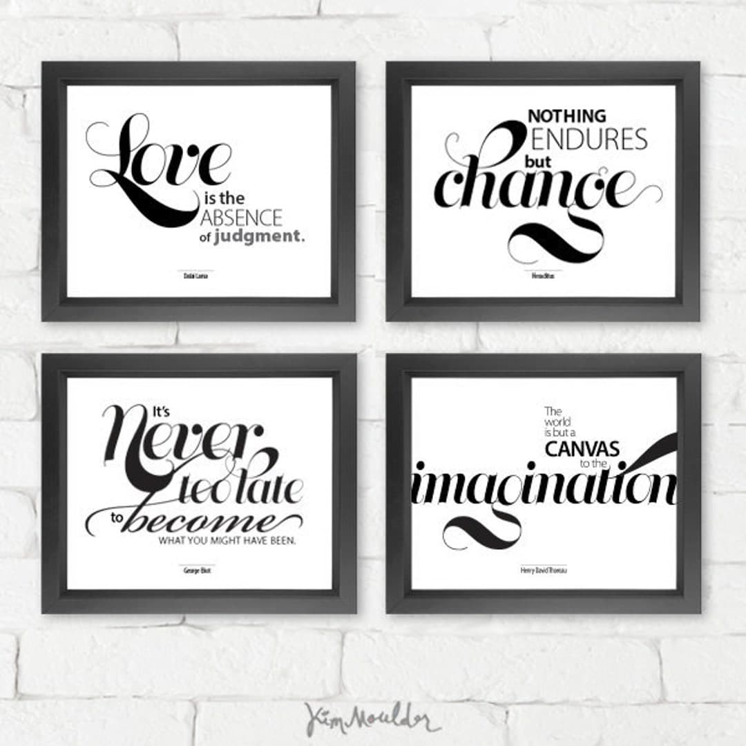 Inspiring Quotes Set of 4 Prints frames Not Included Wall Decor ...