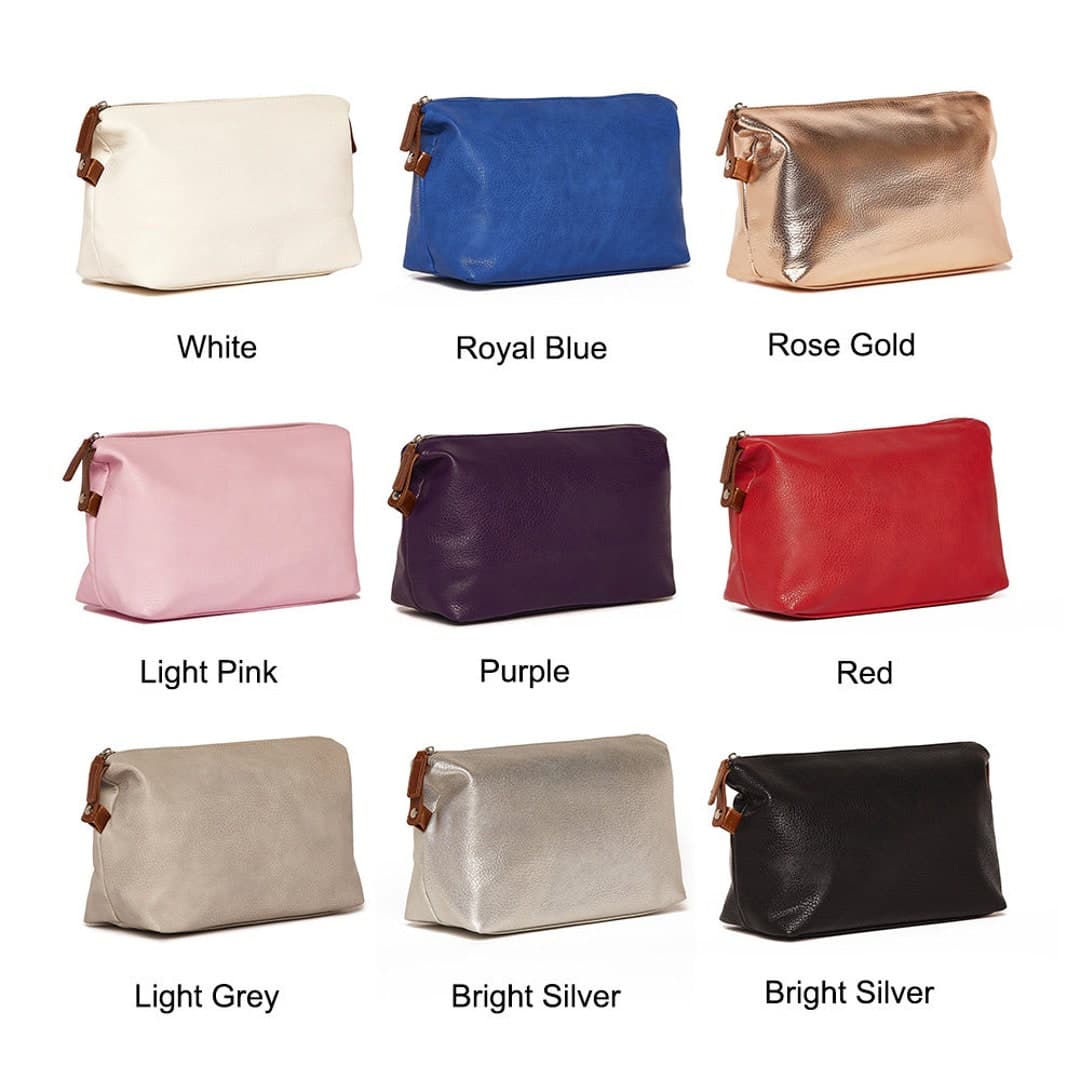Monogram Vegan Leather Makeup Bag Personalized Cosmetic Travel Bag ...