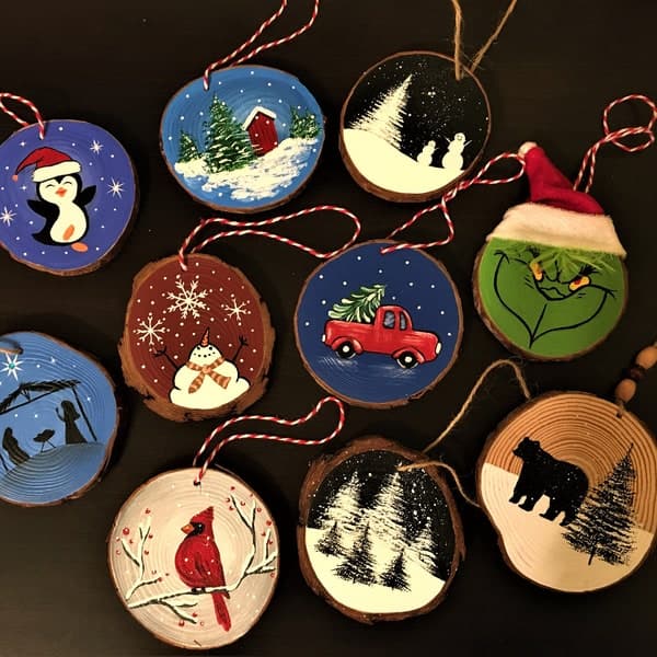 Wood Slice Handpainted Ornaments - Etsy