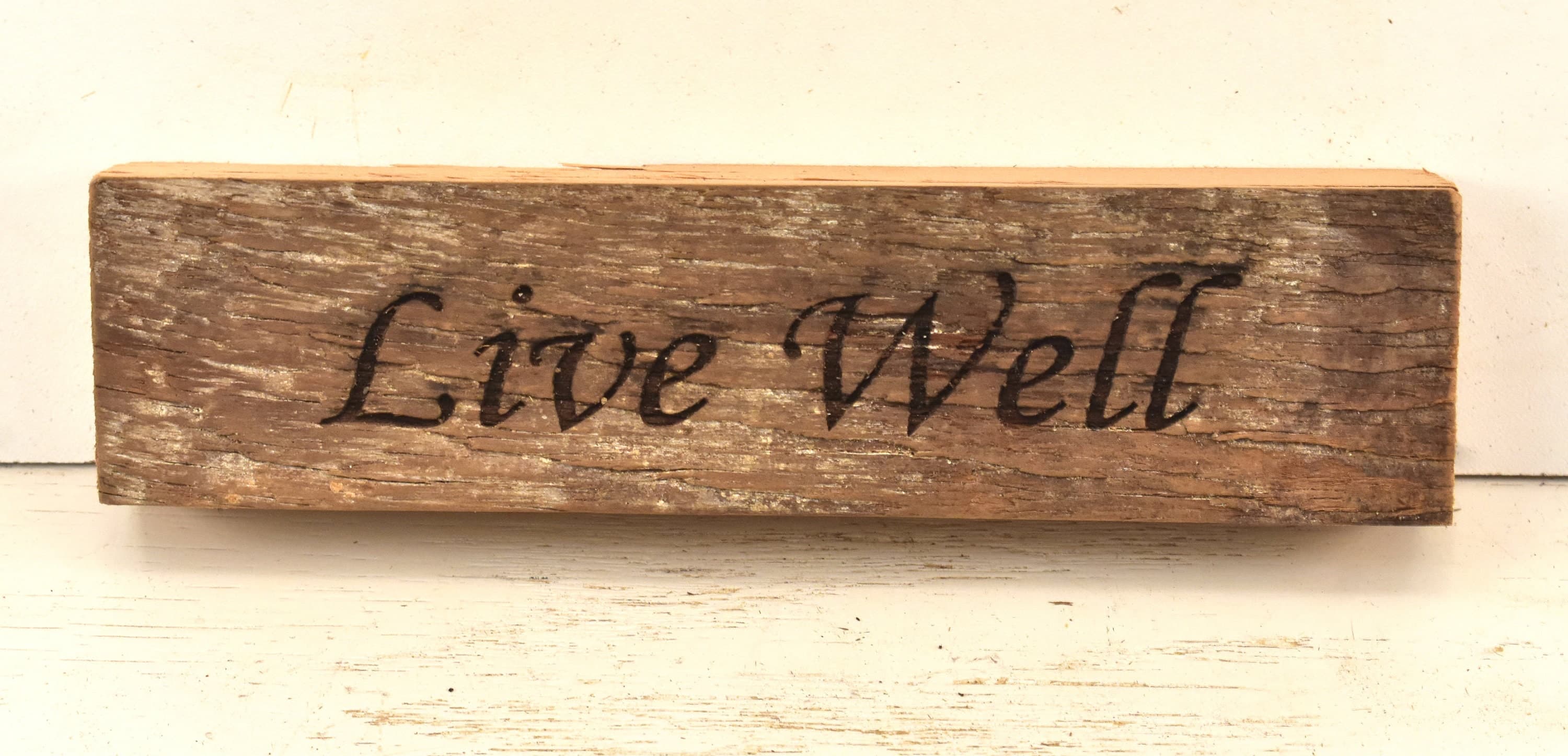 Live Well Inspirational Reclaimed Wood Block Sign - Etsy
