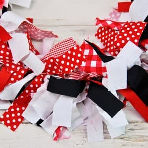Red Buffalo Check Plaid Fabric Garland, Black & White Rag Tie Garlands ...