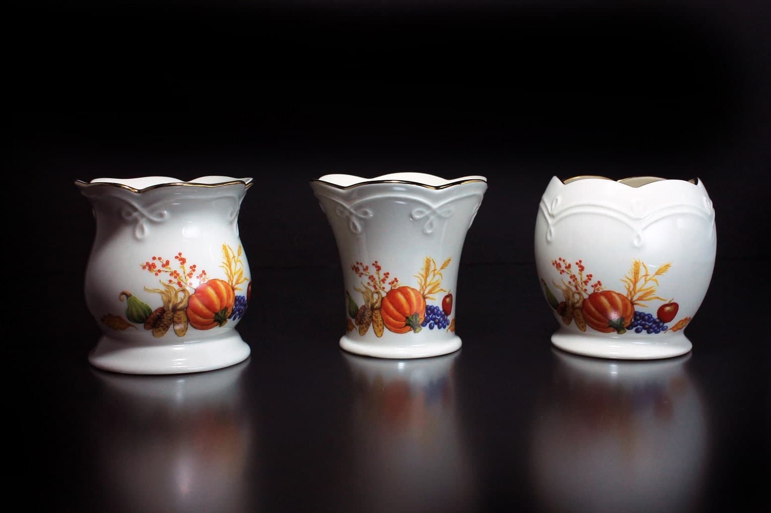 Lenox, Votive Candle Holders, Fall Harvest Fall Design, Set of 3, Tea ...