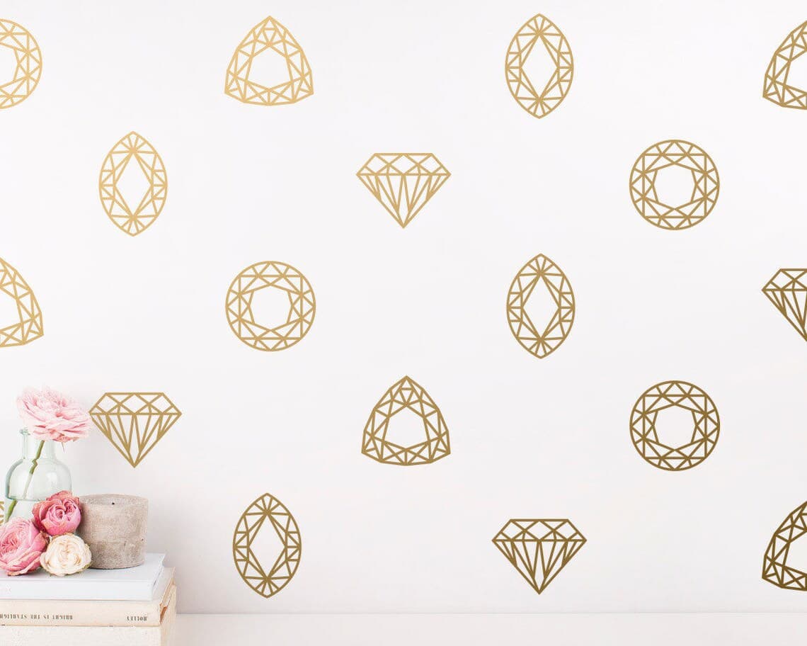 Geometric Wall Decals Jewel Wall Decals Diamond Decals - Etsy