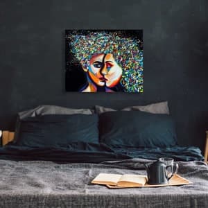 Couple Portrait, Print on Canvas, Bedroom Wall Art, Couple Art Print ...