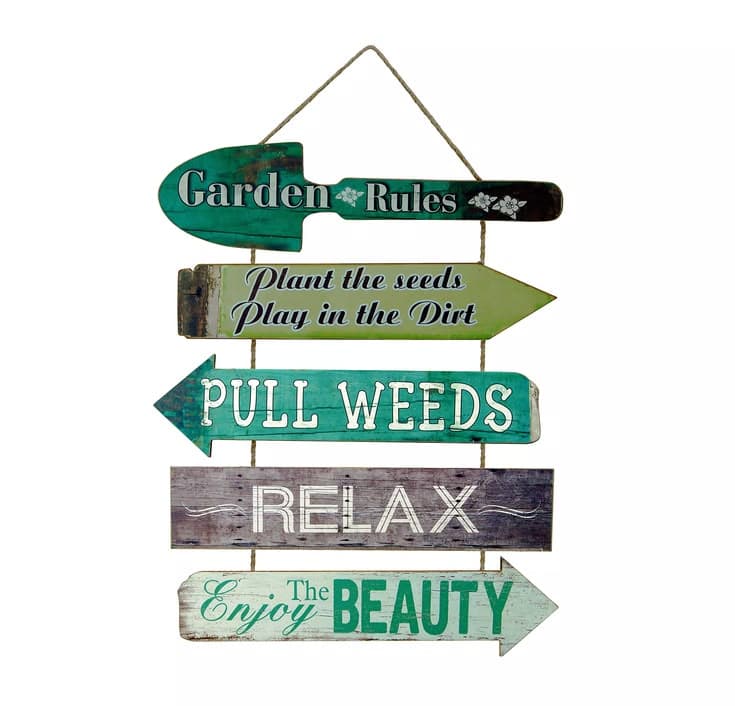 Garden Rules Wooden Hanging Sign | Signs, Hanging signs, Vegetable ...
