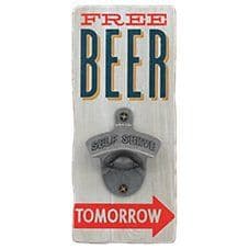 Open Road Brands Free Beer Tomorrow Metal Sign with Bottle Opener ...