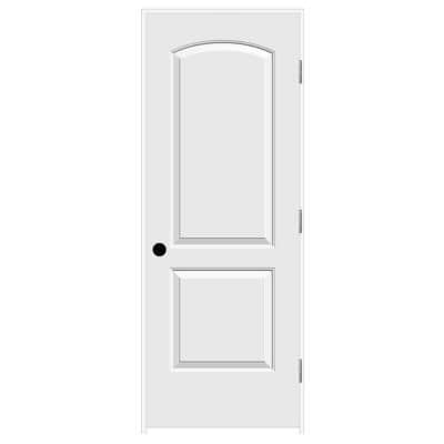 JELD-WEN Smooth 2-Panel Arch Top Solid Core Primed Molded Prehung ...