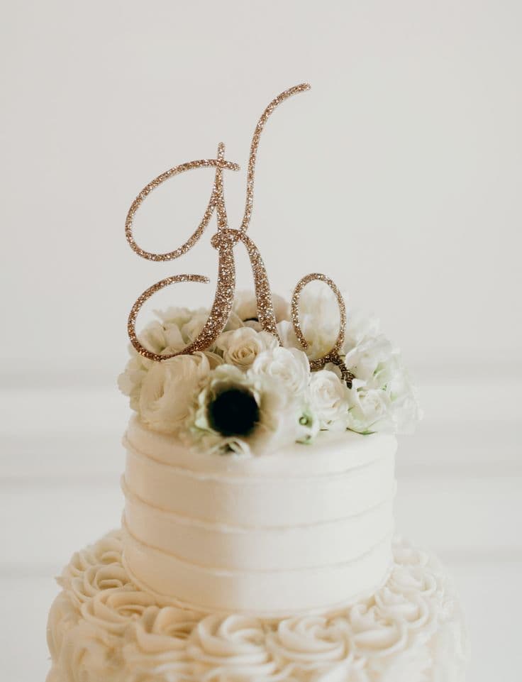 Monogram Letter Wedding Cake Topper in Gold Glitter | Handmade Wedding ...