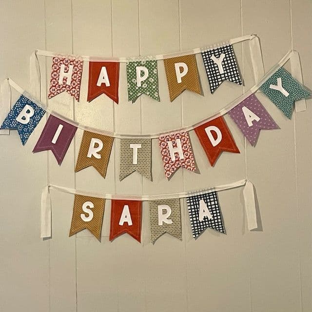 Fabric Happy Birthday Banner Rainbow Fabric Birthday Banner Sustainable ...