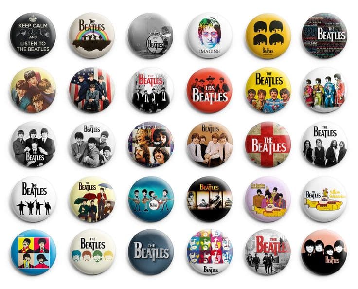 The Beatles Theme Party favor pins buttons badges Set of 30 Buttons ...