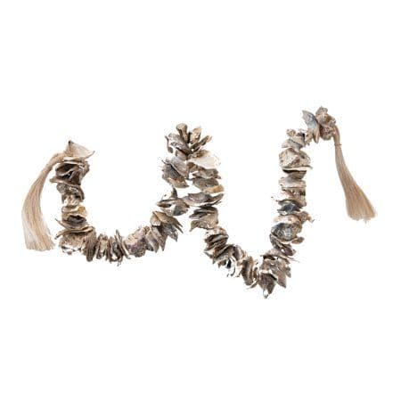 Creative Co-Op Oyster Shell Garland with Raffia Tassels …