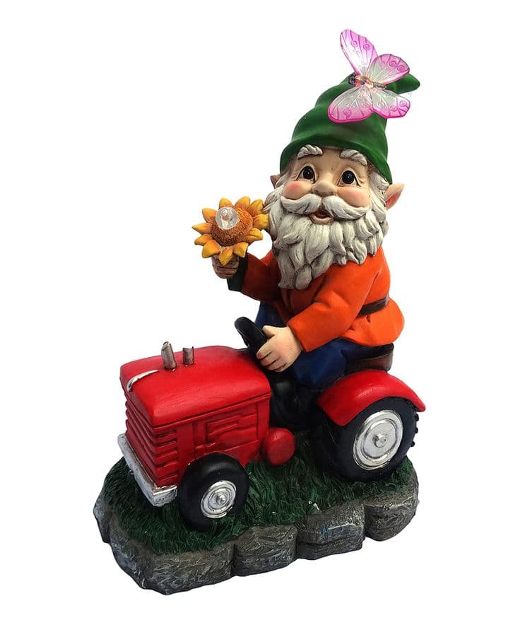 Alpine Corporation Tractor Gnome Solar Garden Statue | Lawn decor ...