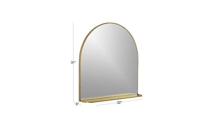 Brass Arched Mirror with Shelf + Reviews | CB2 | Modern mirror wall ...
