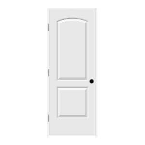 JELD-WEN Smooth 2-Panel Arch Top Solid Core Primed Molded Prehung ...