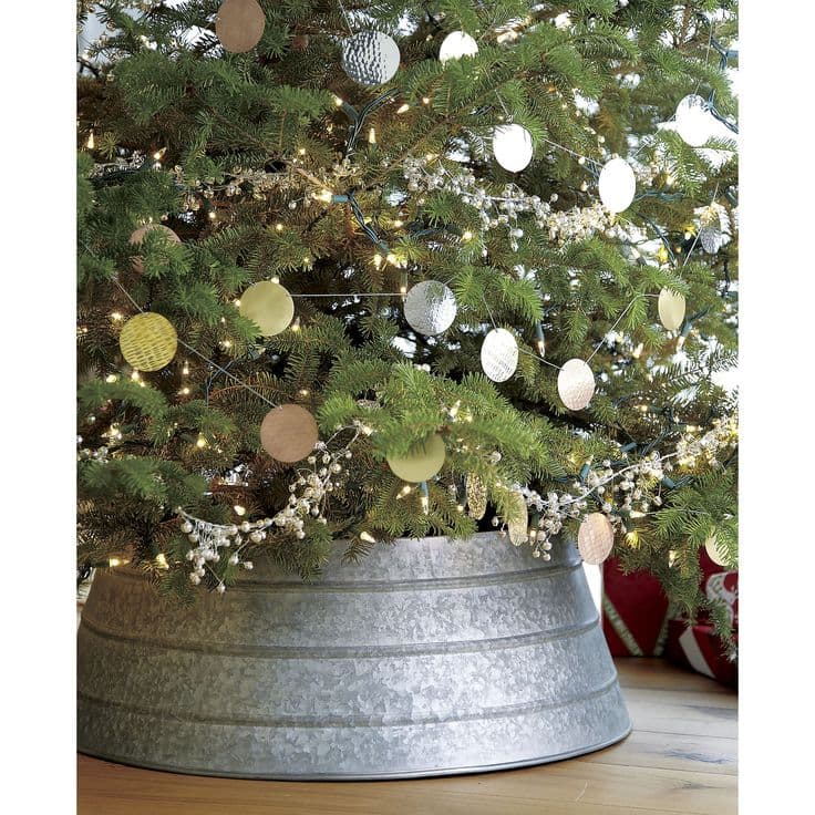 Galvanized Tree Collar in Tree Skirts | Crate and Barrel | Christmas ...