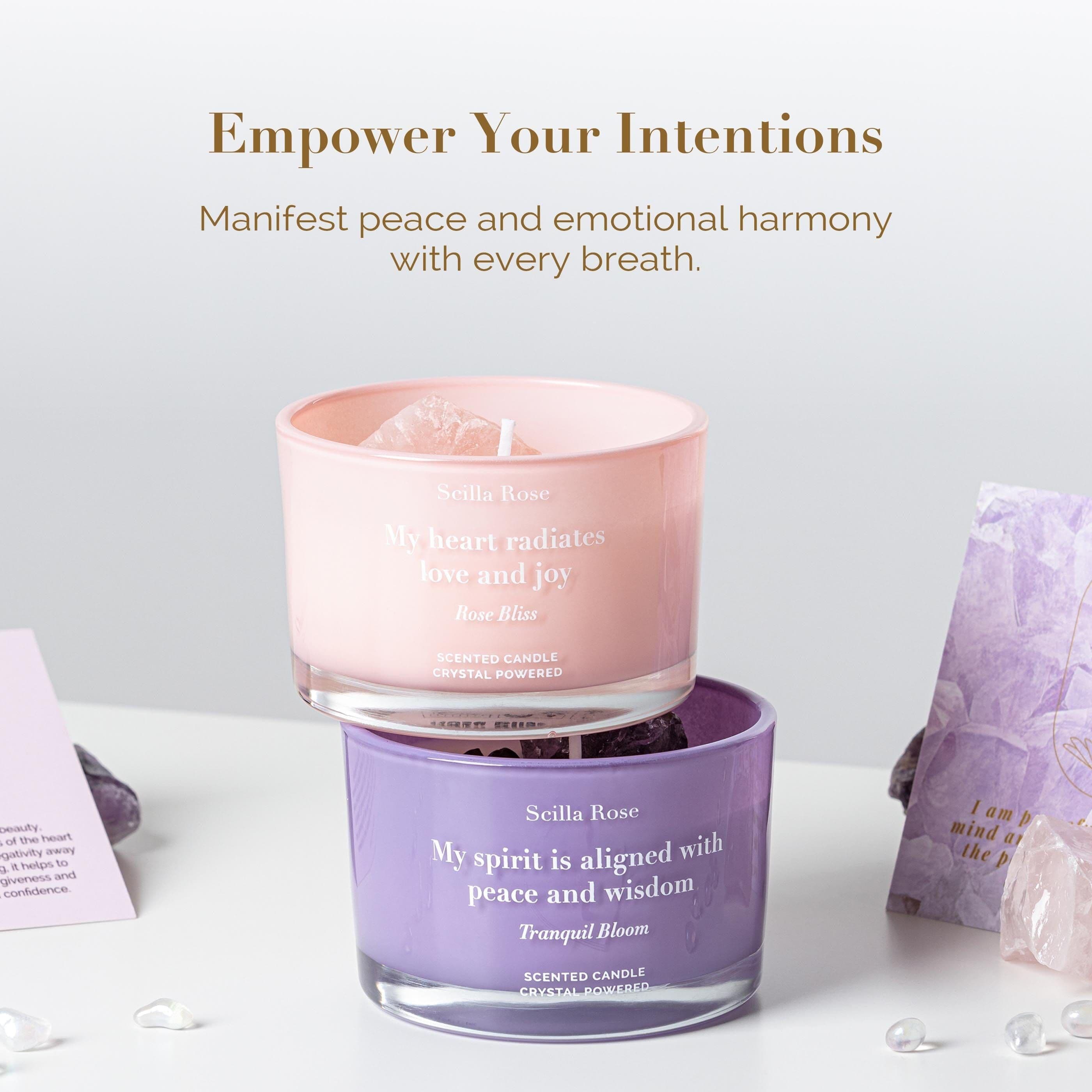 Rose Quartz & Amethyst Crystal Candle Set – Rose Bliss & Tranquil Bloom ...