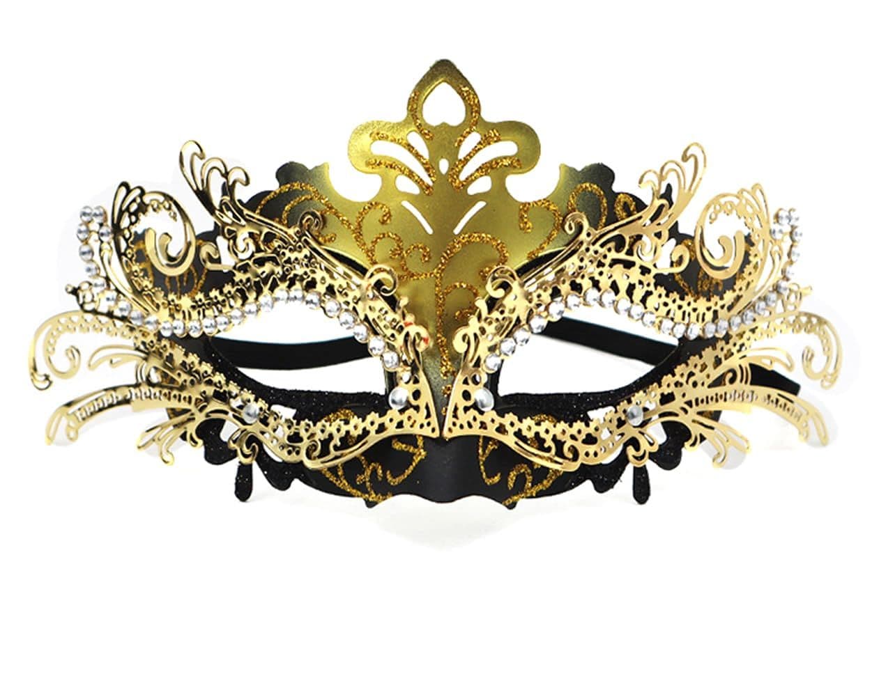 Pretishows Masquerade Mask for Women Gold and Black Mardi Gras ...