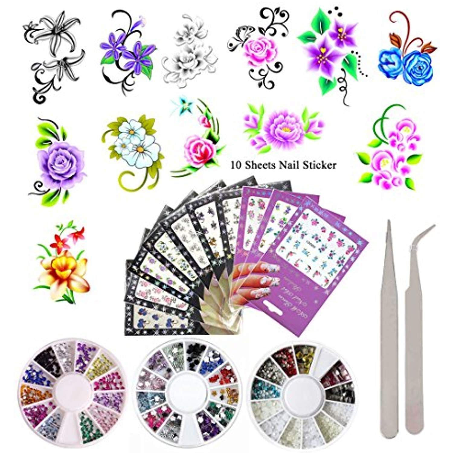 40 Sheet Flower Nail Art Stickers Decals Water Slide Sticker Decal 3 ...